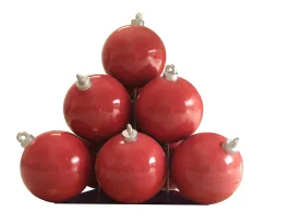 10 Red Christmas Ornament Stack Display