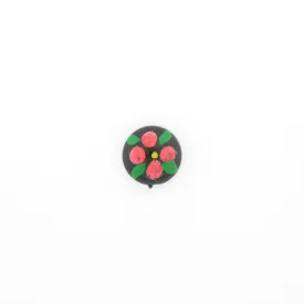 10MM Pink Flower On Black Cab (12 pieces)