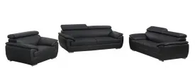 114" Captivating Black Leather Sofa Set By Homeroots