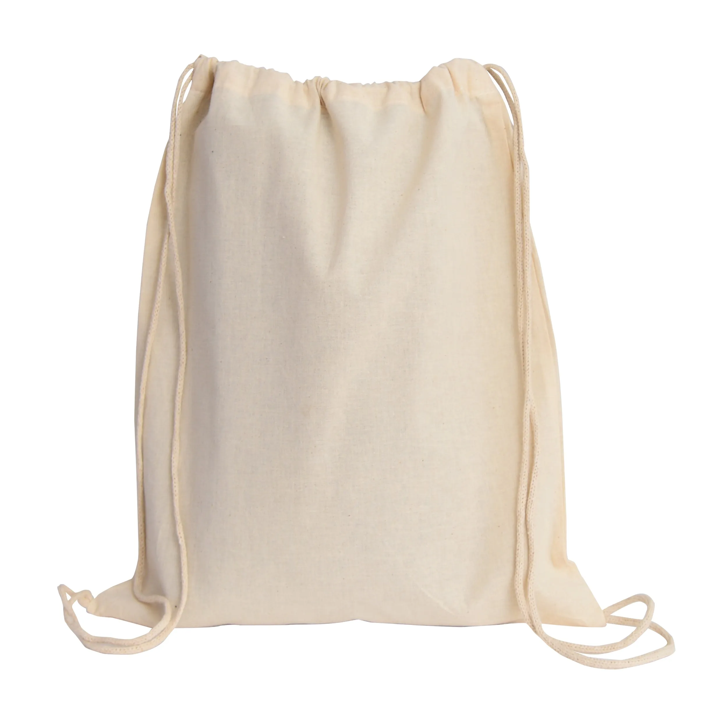 12 ct Blank 100% Cotton Drawstring Backpacks for Santa Sacks Bulk - By Dozen