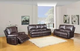 165" Stylish Brown Leather Couch Set By Homeroots