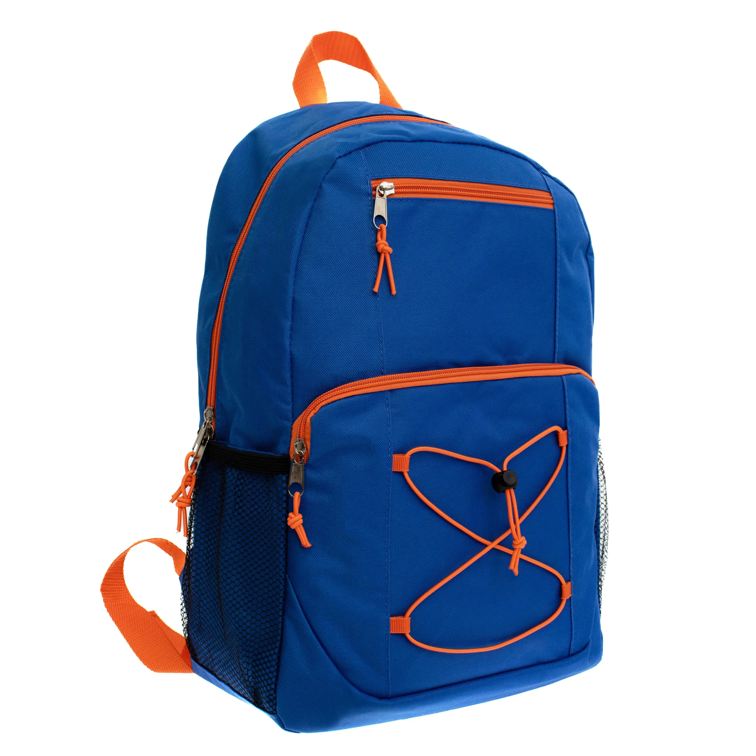 17" Bungee Wholesale Backpack in 8 Assorted Colors - Bulk Case of 24