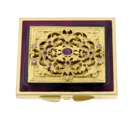 1928 Jewelry Classico In Filigrana Amethyst Crystal Square Compact Mirror