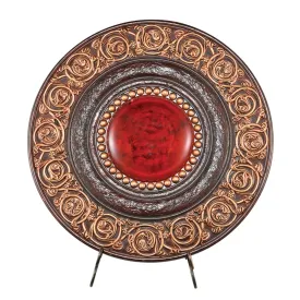 21" Red And Brown Round Polyresin Decorative Plaque By Homeroots