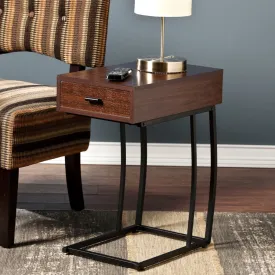 23" Brown Manufactured Wood And Iron Rectangular End Table With Drawer By Homeroots