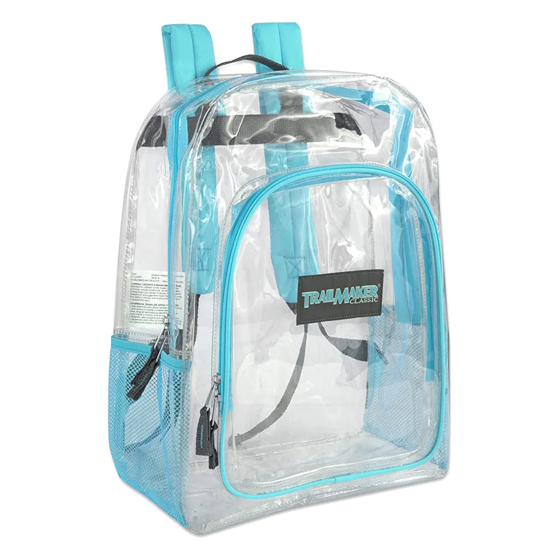 24 Pack Trailmaker Clear Water Resistant Backpack W Padded Back Support Straps Unisex