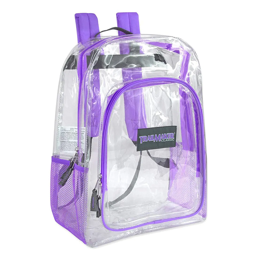 24 Pack Trailmaker Clear Water Resistant Backpack W Padded Back Support Straps Unisex