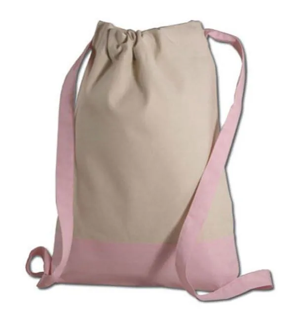 72 ct Two Tone Canvas Sport Backpacks / Wholesale Drawstring Bags - By Case