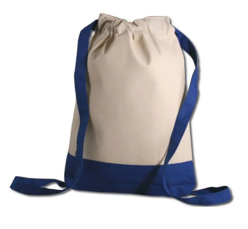 72 ct Two Tone Canvas Sport Backpacks / Wholesale Drawstring Bags - By Case