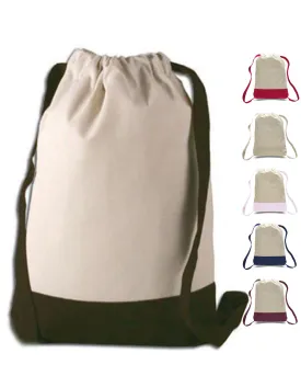 72 ct Two Tone Canvas Sport Backpacks / Wholesale Drawstring Bags - By Case