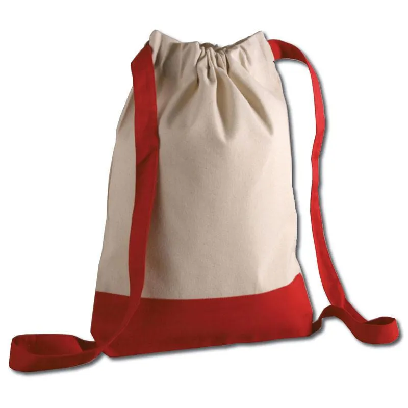 72 ct Two Tone Canvas Sport Backpacks / Wholesale Drawstring Bags - By Case