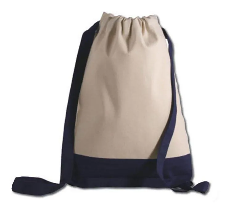 72 ct Two Tone Canvas Sport Backpacks / Wholesale Drawstring Bags - By Case