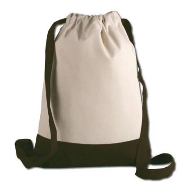 72 ct Two Tone Canvas Sport Backpacks / Wholesale Drawstring Bags - By Case