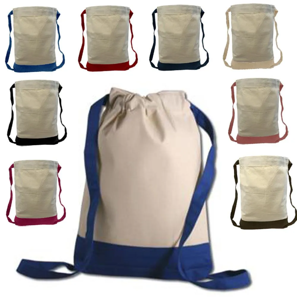 72 ct Two Tone Canvas Sport Backpacks / Wholesale Drawstring Bags - By Case