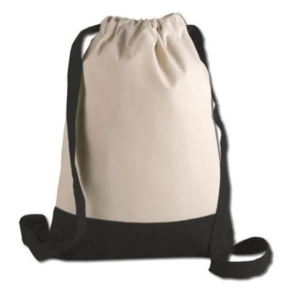 72 ct Two Tone Canvas Sport Backpacks / Wholesale Drawstring Bags - By Case