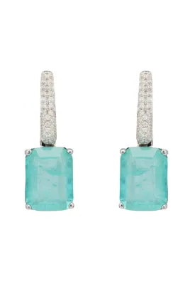 Alexandra Rectangle Drop Earrings Silver Paraiba Tourmaline