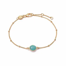 Amazonite Healing Stone Bobble Bracelet 18ct Gold Plate