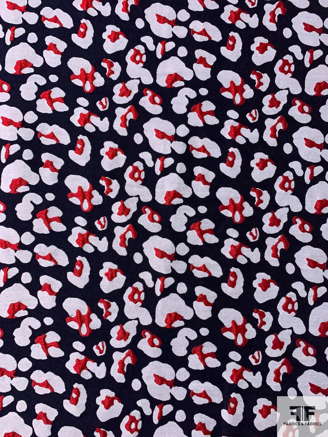 Animal Pattern Brocade - Navy / Red / White