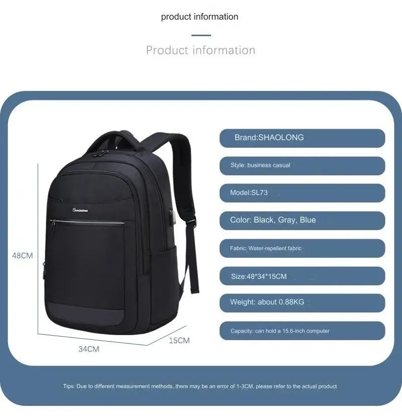 Anti-theft Business Laptop Backpack Bag for Men Women with USB Charging Port 1229