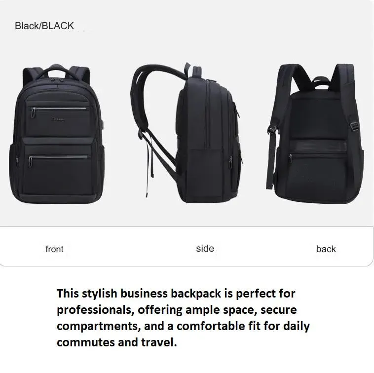 Anti-theft Business Laptop Backpack Bag for Men Women with USB Charging Port 1229