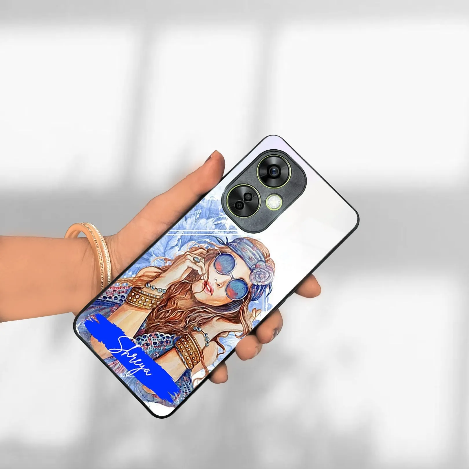 Bindass Babe Customize Glass Case Cover For OnePlus