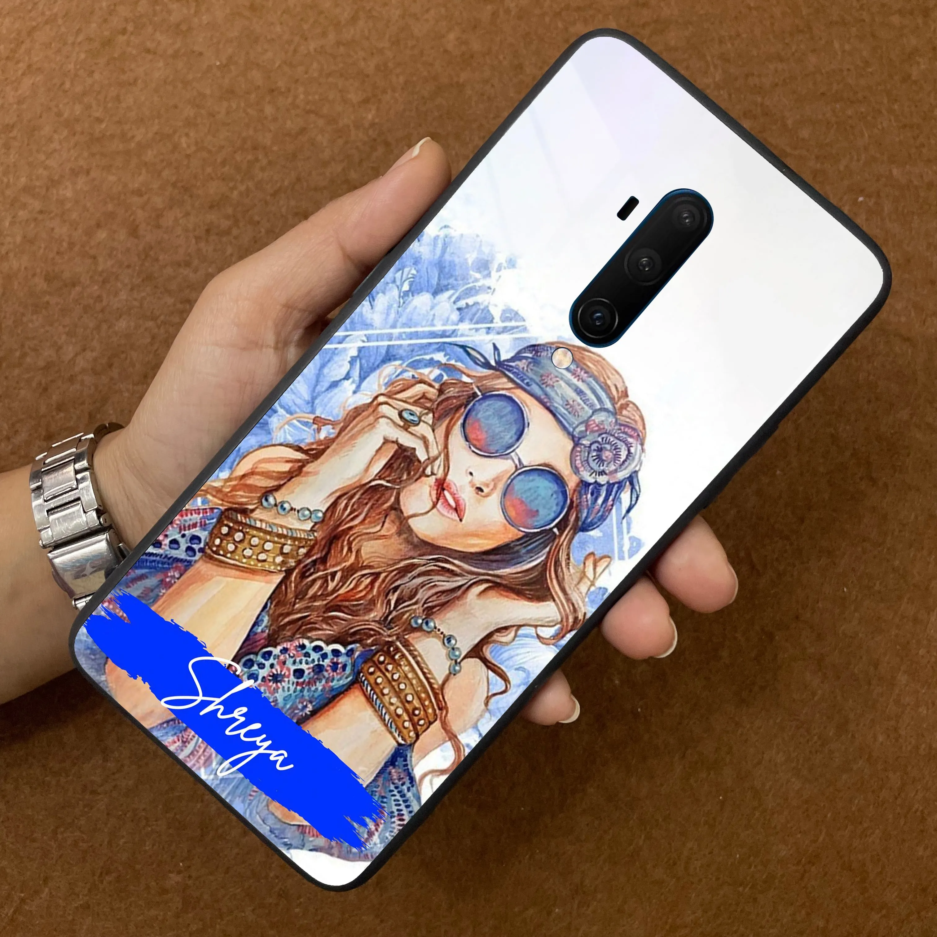 Bindass Babe Customize Glass Case Cover For OnePlus