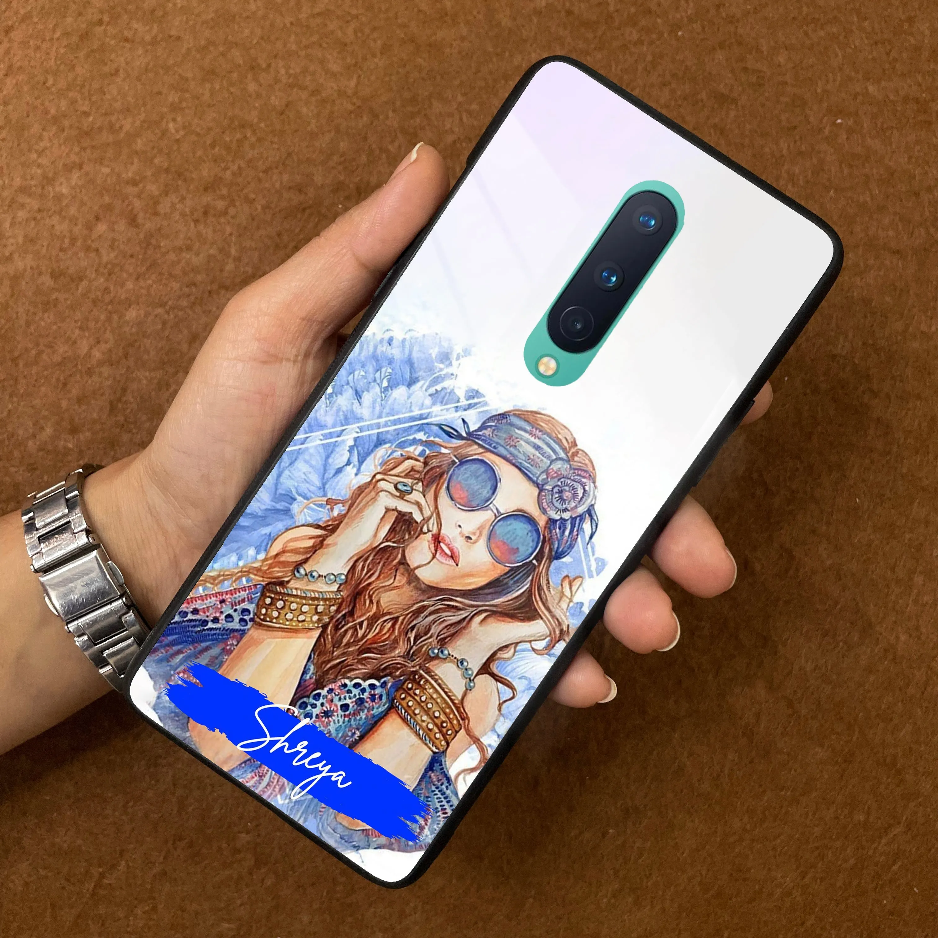 Bindass Babe Customize Glass Case Cover For OnePlus