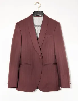 BKT50 Shawl Collar Dinner Jacket in Wool Herringbone - Syrah