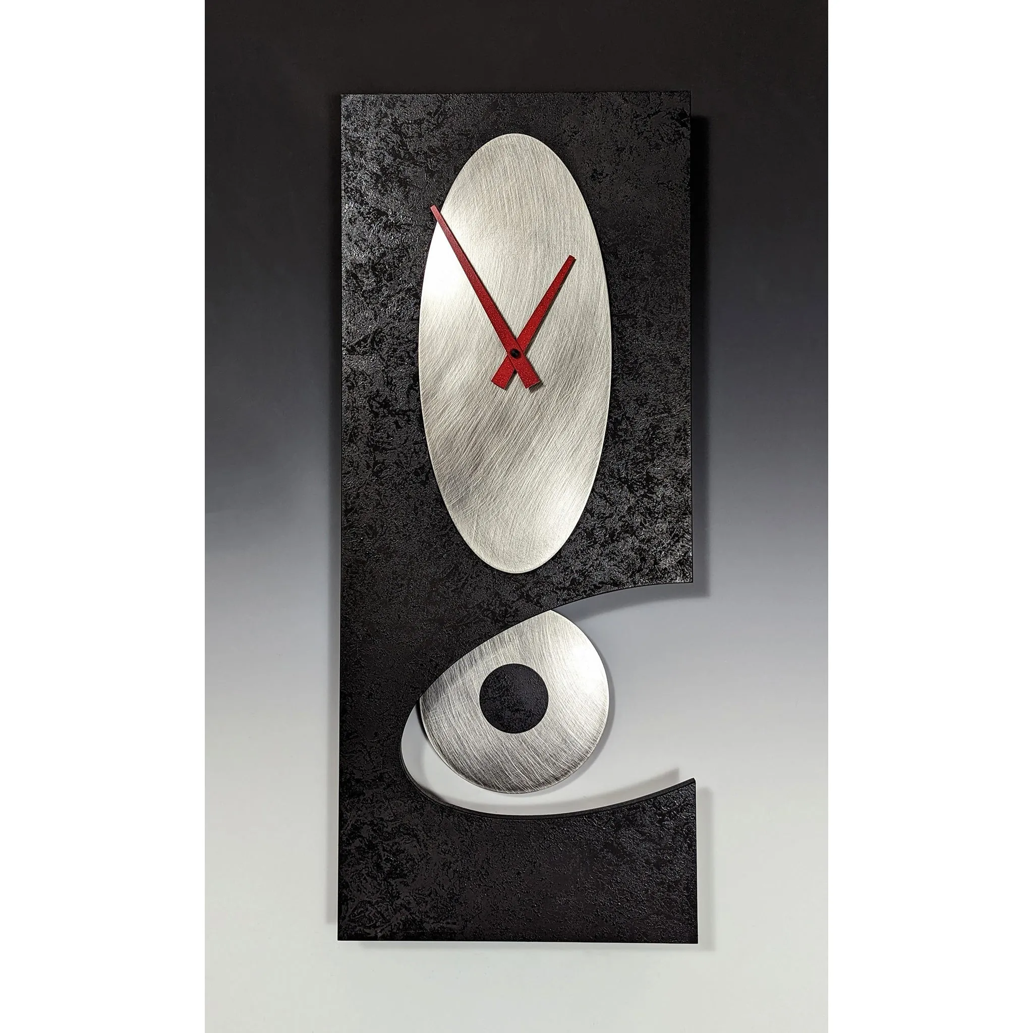 Black and Steel 24 Oval Wall Clock with Pendulum by Leonie Lacouette