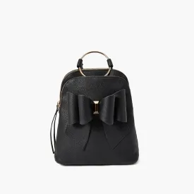 BLACK JASMINE BOW BACKPACK HANDBAG