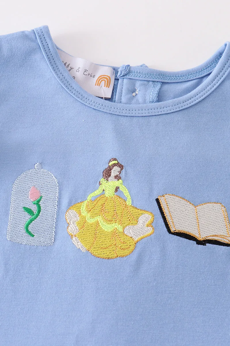 Blue princess embroidery girl set