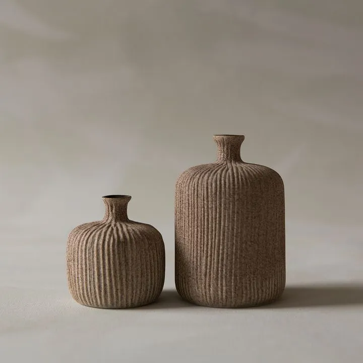 Bottle Vase - Small in Sand Medium Stripe