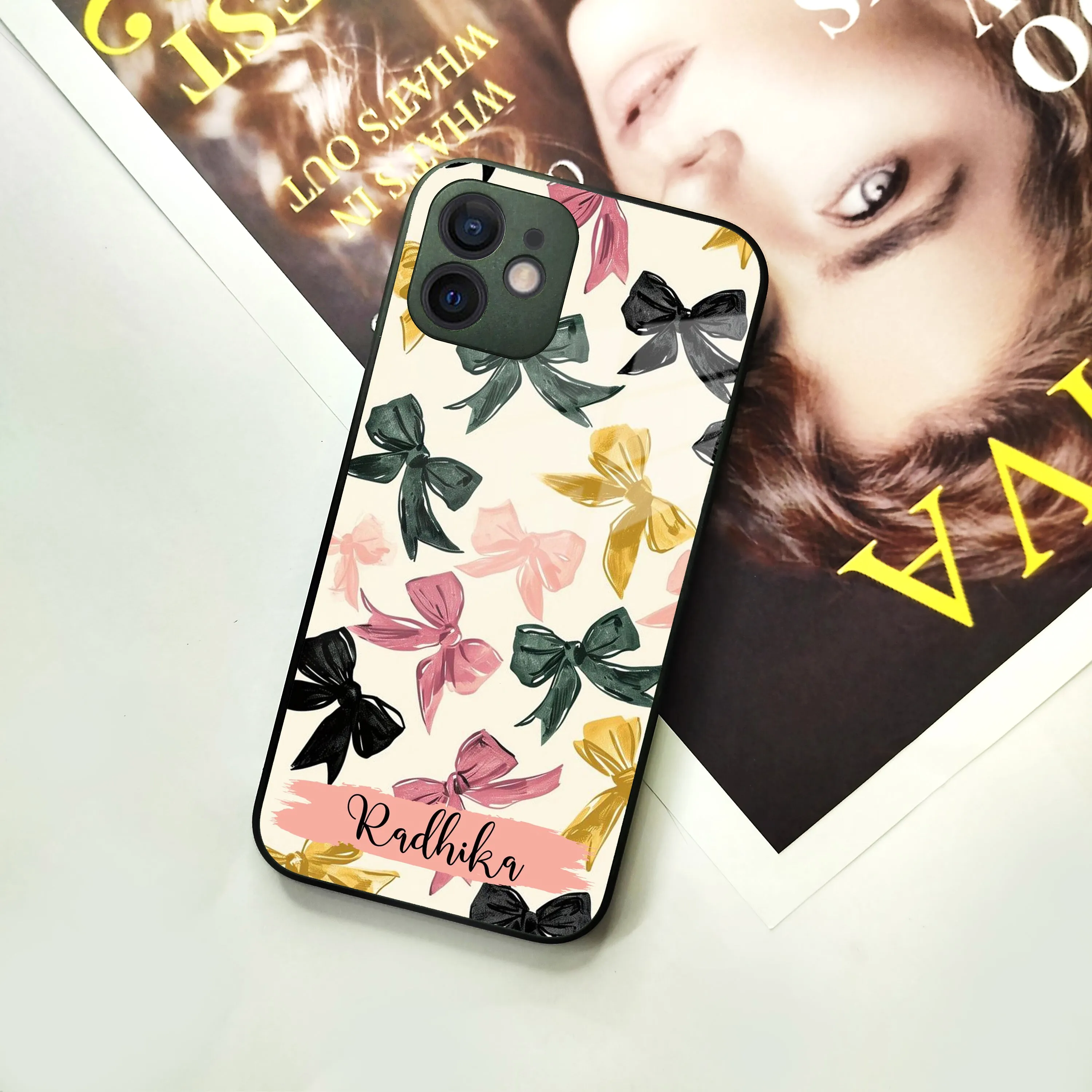 Bow Customize  Glass Case Cover For iPhone