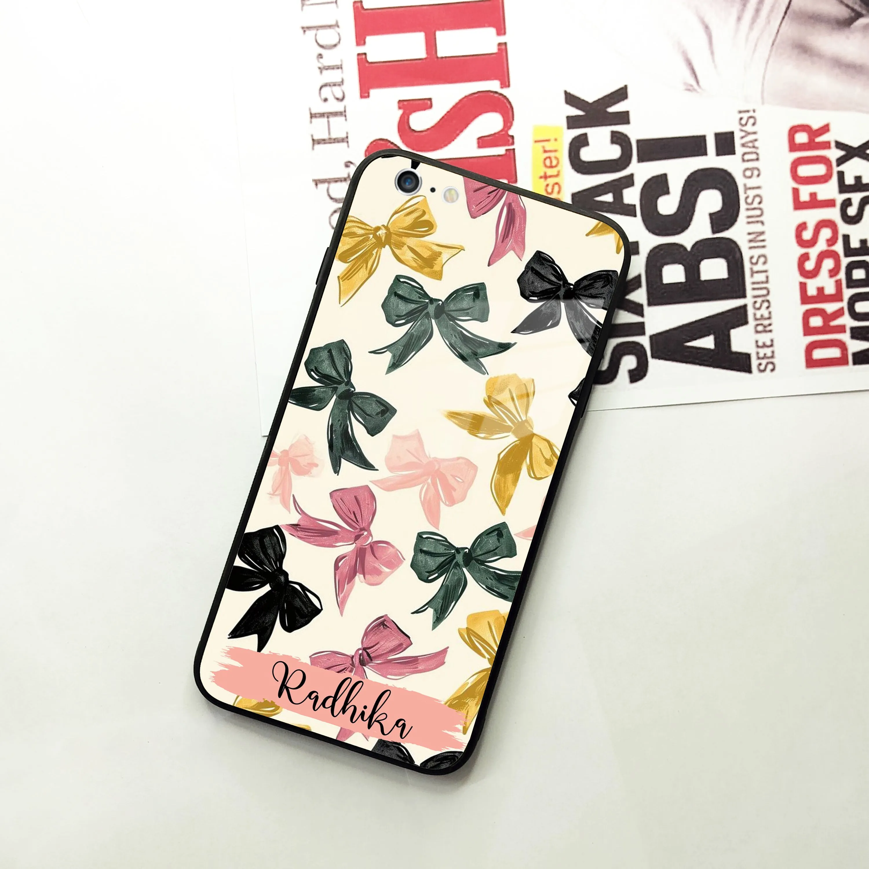 Bow Customize  Glass Case Cover For iPhone