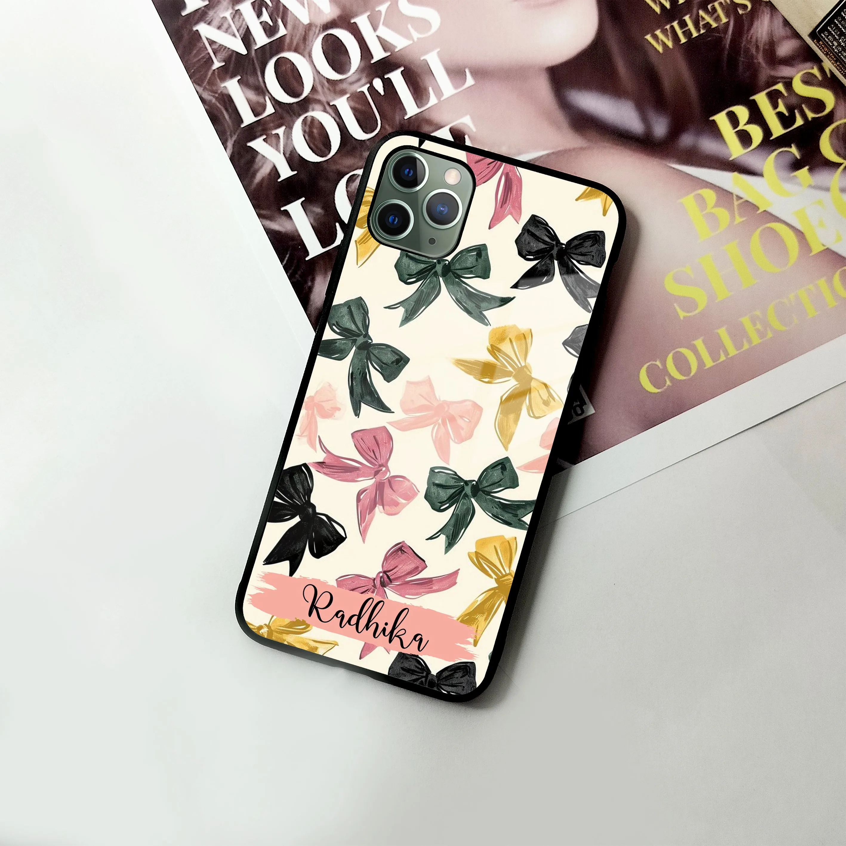 Bow Customize  Glass Case Cover For iPhone