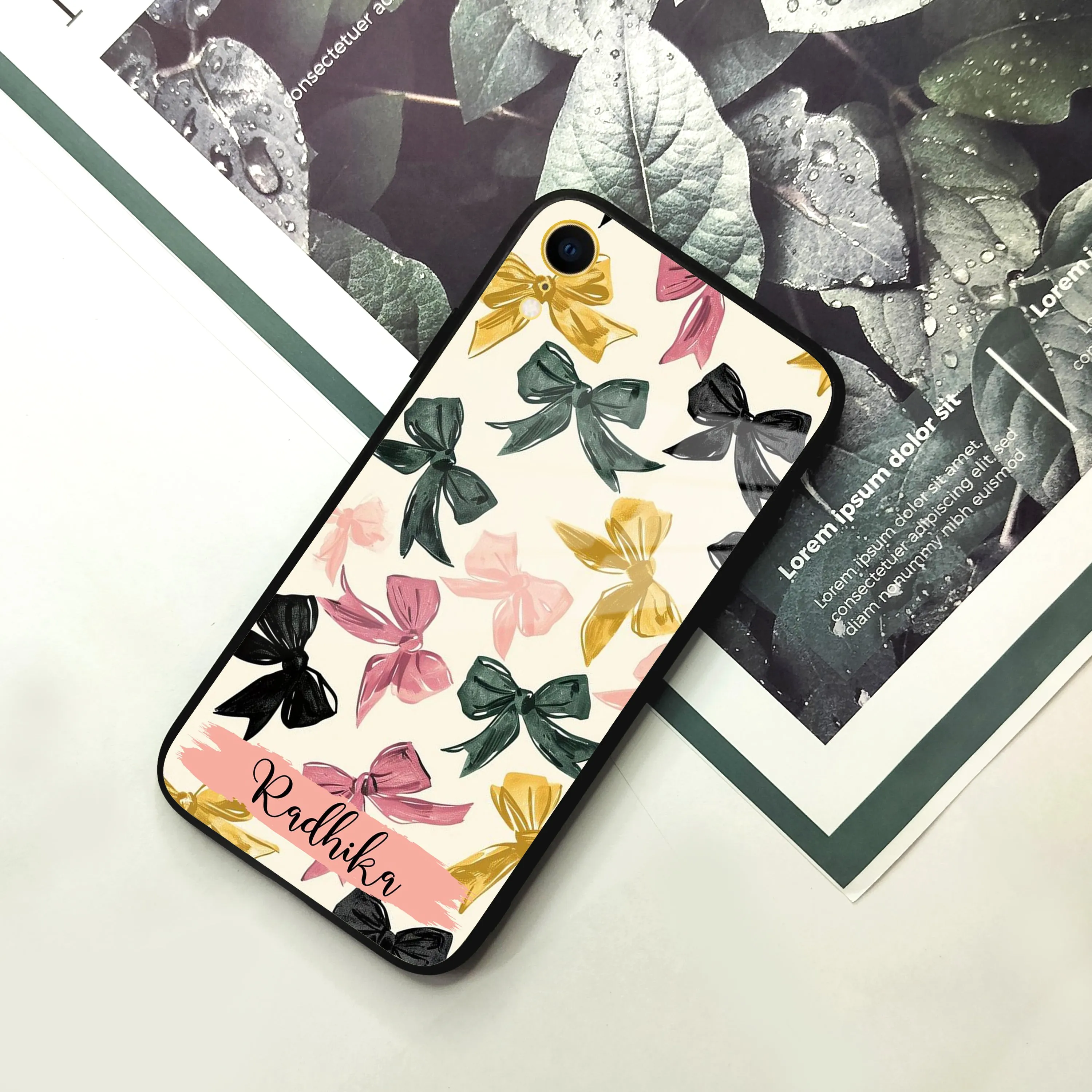 Bow Customize  Glass Case Cover For iPhone