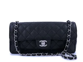 Chanel Black Caviar Classic East West Flap Bag SHW