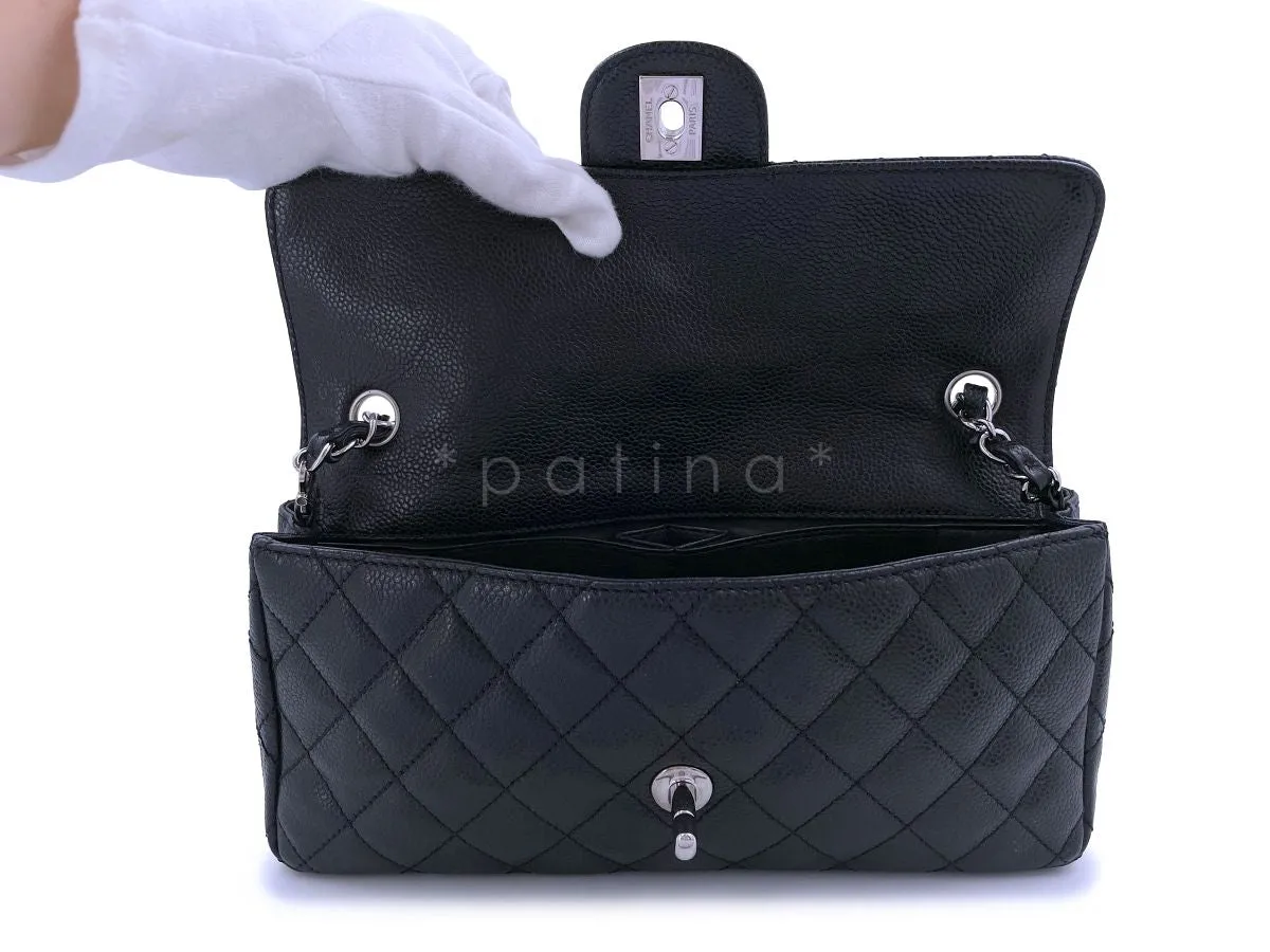 Chanel Black Caviar Classic East West Flap Bag SHW