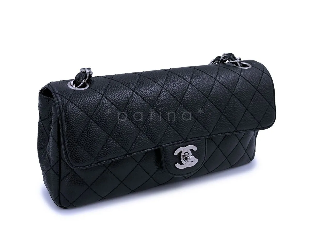 Chanel Black Caviar Classic East West Flap Bag SHW