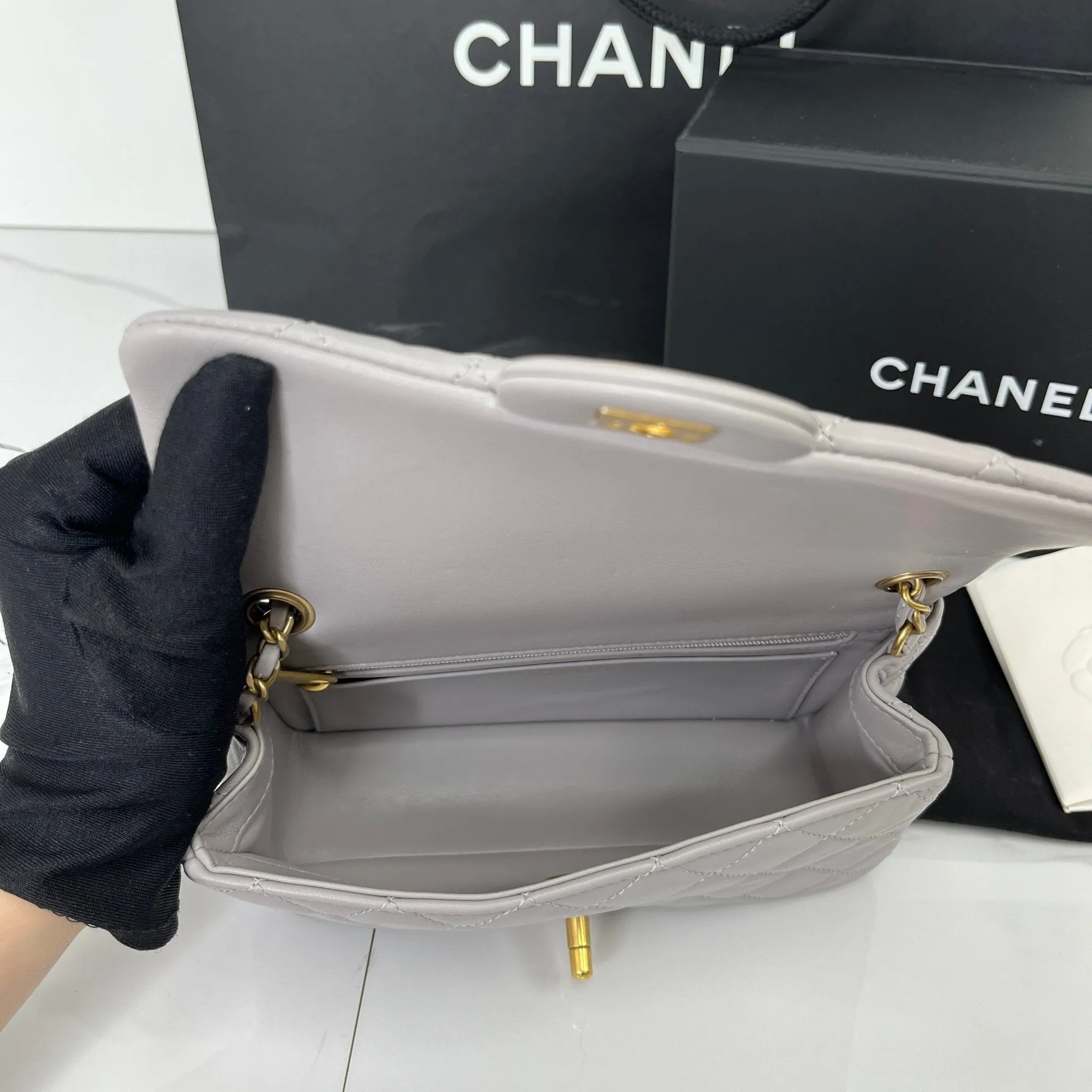 Chanel Mini Classic Flap with Pearl Crush