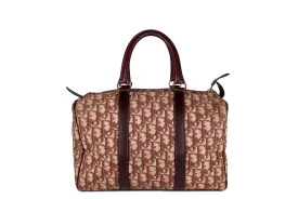 CHRISTIAN DIOR burgundy canvas logo Boston bag