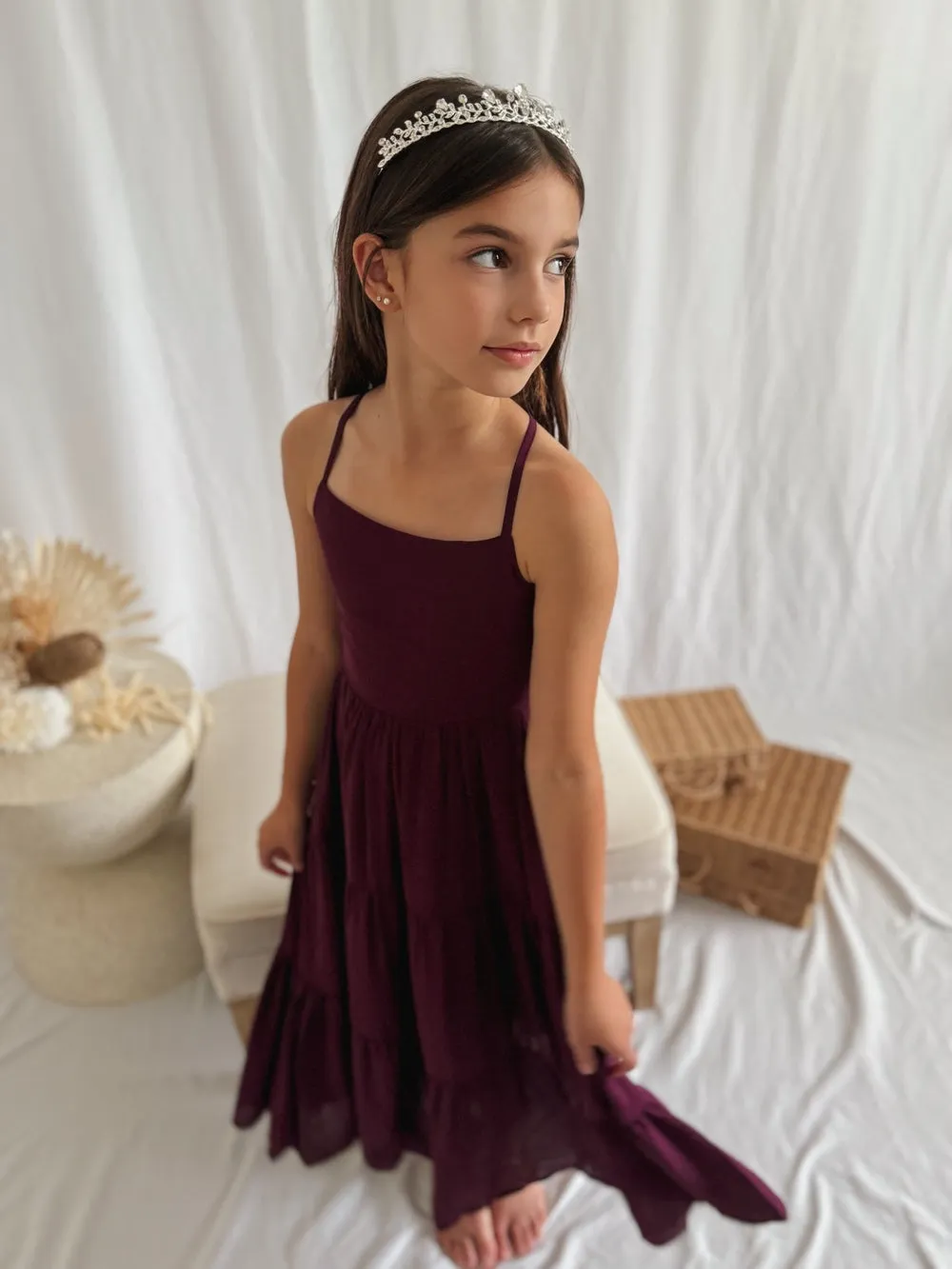 Clara Chiffon Girls Maxi Dress Grape