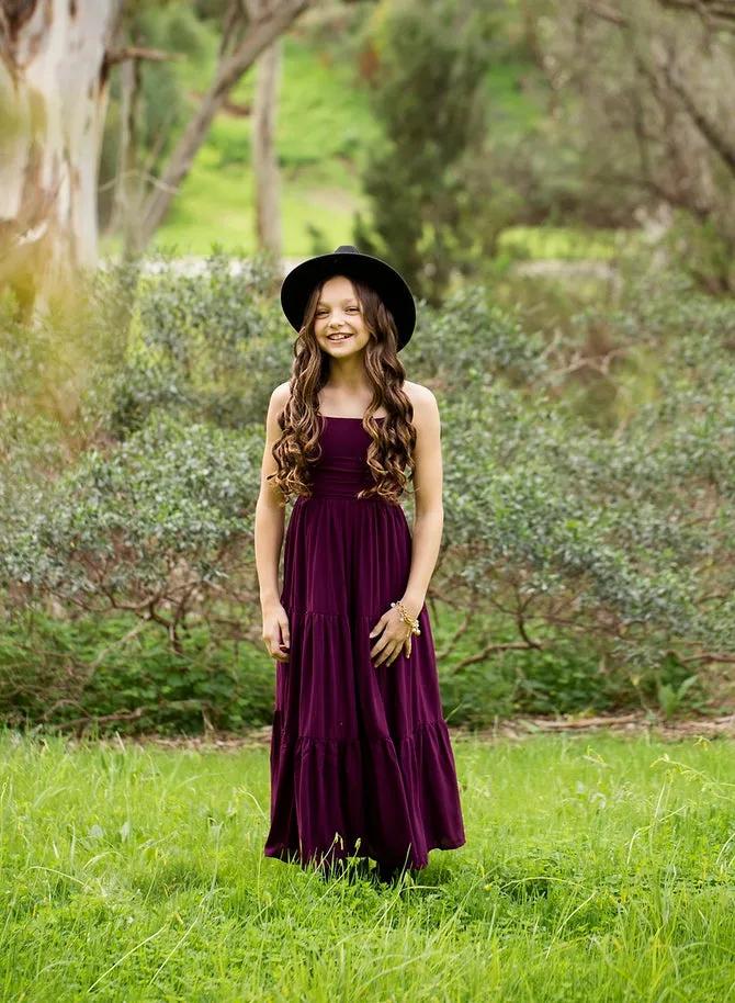 Clara Chiffon Girls Maxi Dress Grape