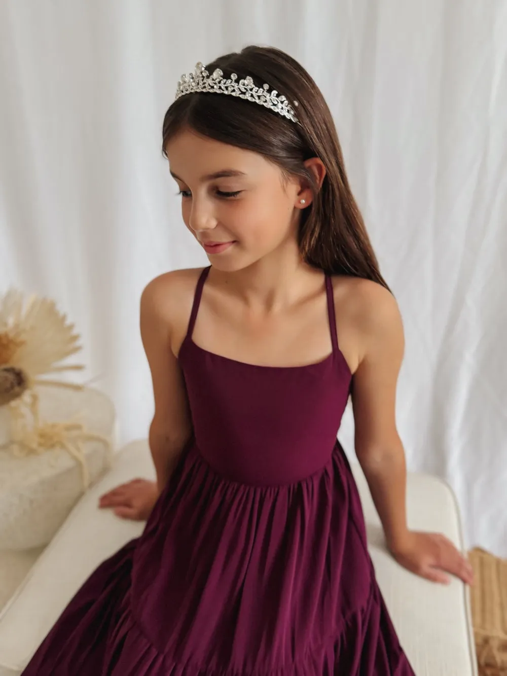 Clara Chiffon Girls Maxi Dress Grape