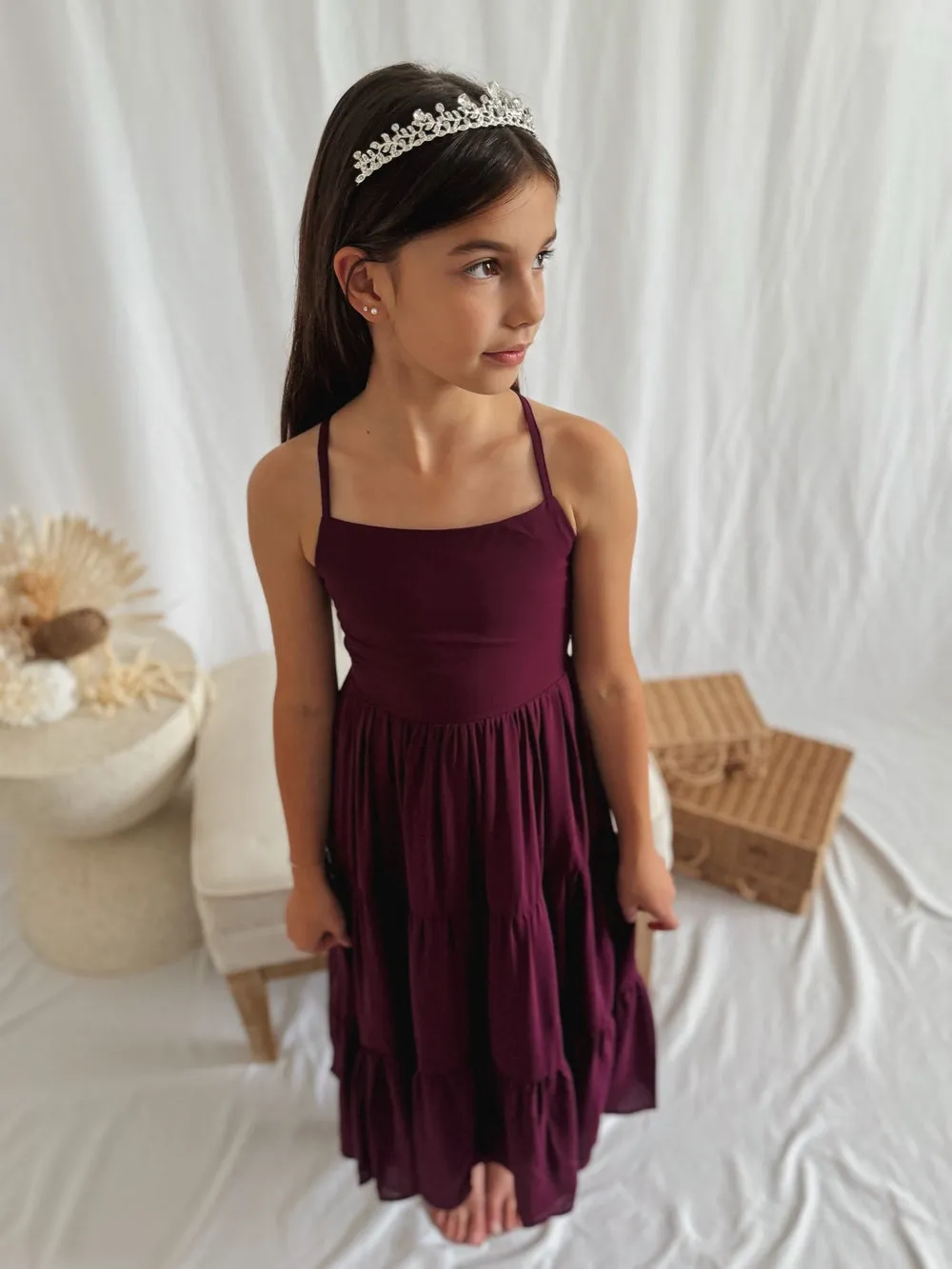 Clara Chiffon Girls Maxi Dress Grape