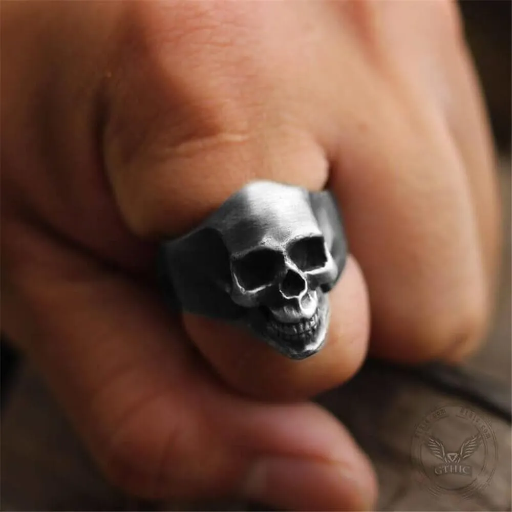 Classic Locomotive Stainless Steel Skull Ring