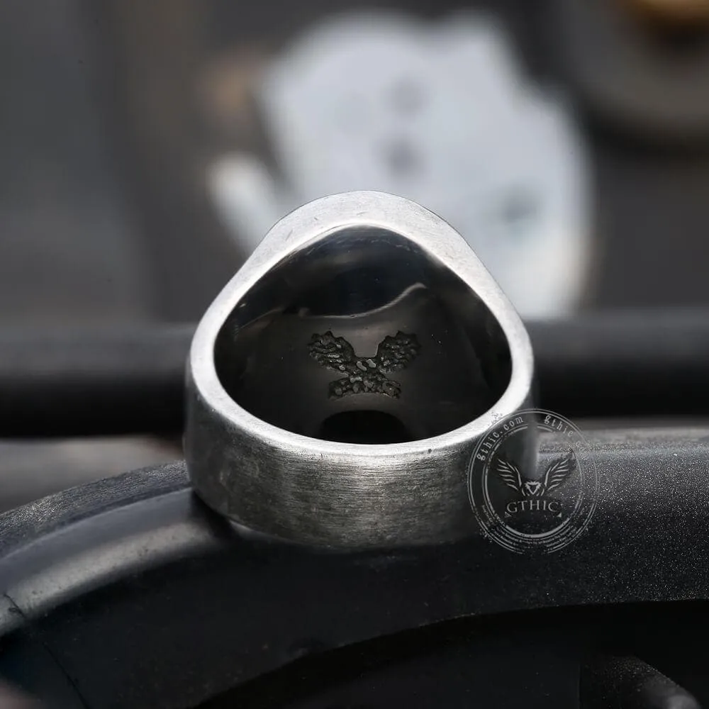 Classic Locomotive Stainless Steel Skull Ring