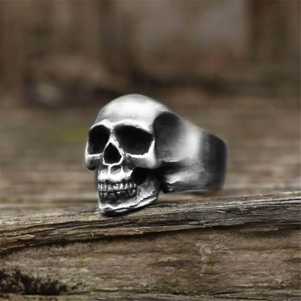 Classic Locomotive Stainless Steel Skull Ring