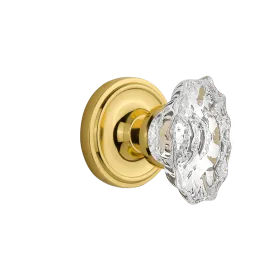 Classic Rosette with Chateau Knob in Unlacquered Brass