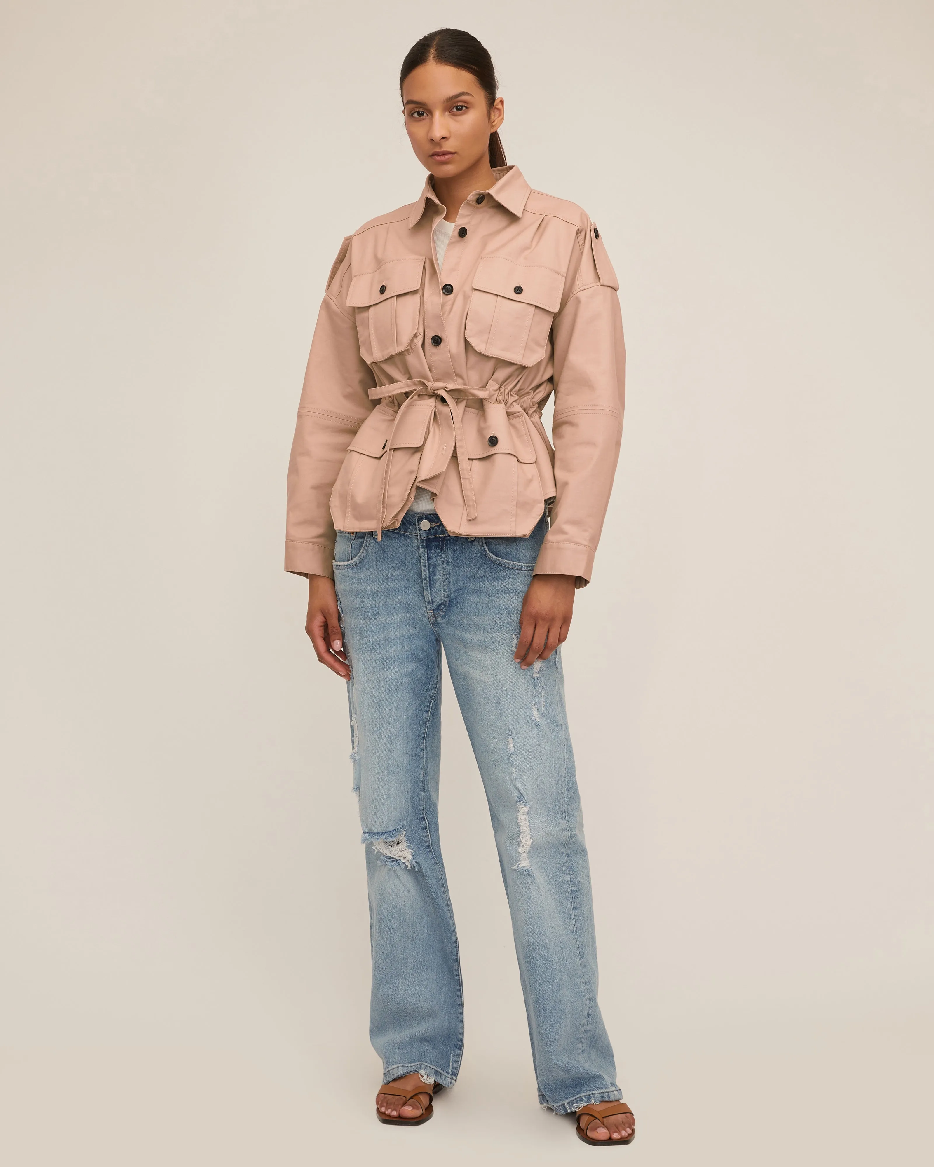 Dante Crisp Canvas Cropped Utility Jacket